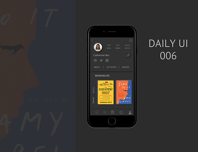 Daily Ui Challenge : Day 6 006 100daychallenge 2020 app book dailyui neomorphism profile sketch ui user