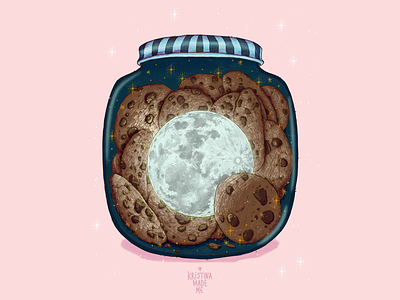 Moon cookies cookies digital 2d digitalart illustration illustrator jar moon palette procreate