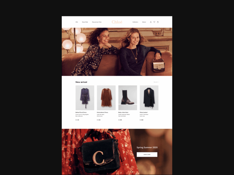 Chloe online store redesign concept ecommerce figma layout minimal minimalism redesign responsive design store typography ui uiux ux uxdesign web web design webdesign website website concept website design website development