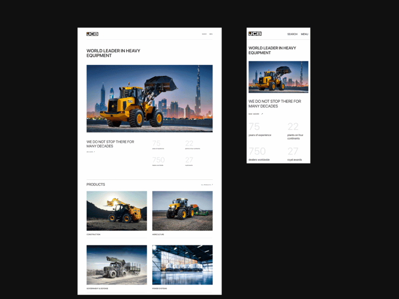 JCB corporate site redesign concept