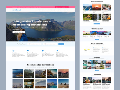 360 Travel booking destinations group tours holiday tourist tours travel travelling ui ux web