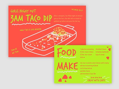 3am Taco Dip design digital art dribbbleweeklywarmup illustration illustrator recipe recipe card vector
