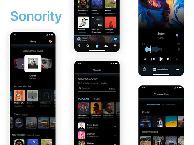 Music Streaming App app dark ui design logo mobile music app soundcloud spotify ui ux
