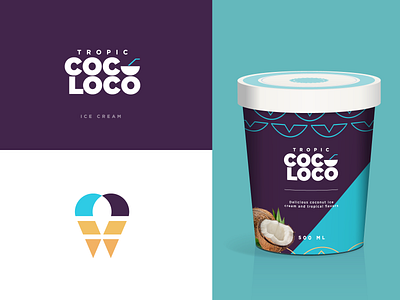 Tropic Coco Loco ice cream branding coconut flavors ice cream icon logo packaging tropical vector