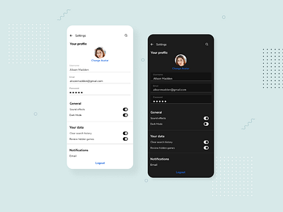 Settings page- Daily UI 007