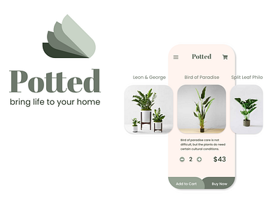 Potted app design home logo plants shopping typography ui