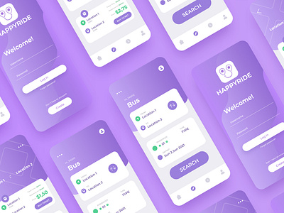 Happy Ride | City Bus Transportation App UI Design