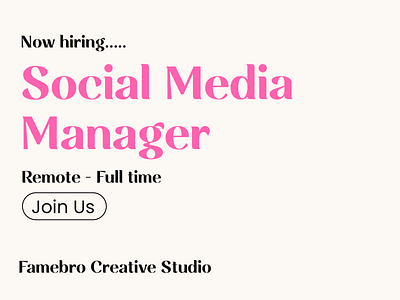 Hiring - Social Media Manager @ Famebro Creative Studio