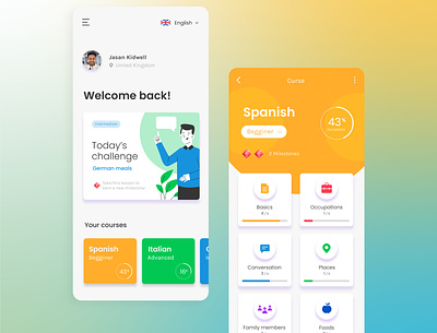 Language Learning App UI Design | Famebro Creative Studio famebromedia