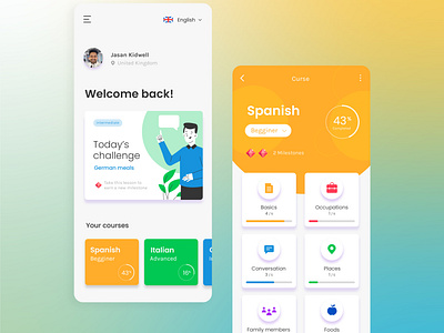 Language Learning App UI Design | Famebro Creative Studio