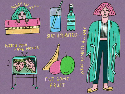 Self Care Day editorial fun illustrate illustration illustrator lettering line art marketing photoshop procreate self care silly