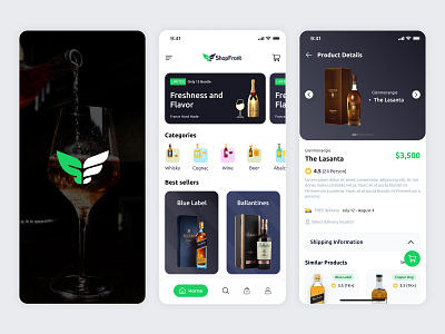 Wine App design mobile app ui wine wine home screen wine shop