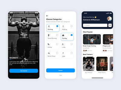 GYM App category screen design gym gym application gym card home screen gym mobile app splash screen ui user interface