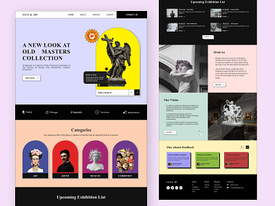 Museum Art Website UI/UX Design (Brutalism theme) brutalism card brutalisum design dark theme design graphic design mobile app mobile wallpapers app ui wallpaper app website