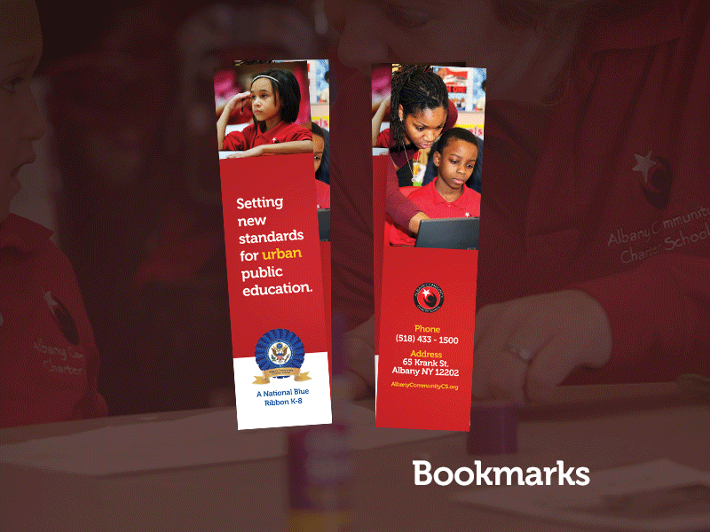ACCS 'New Standards' Branding banner bookmark branding brochure postcard