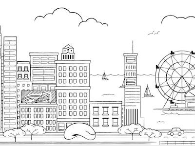 Cityscape Series: Chicago bean chicago cityscape deep dish ferris wheel illustration pizza