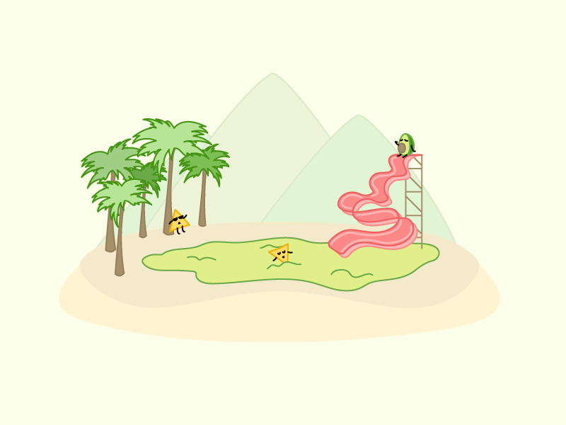 Bacon Slide character design visual cartoon theme park illustration art food avocado