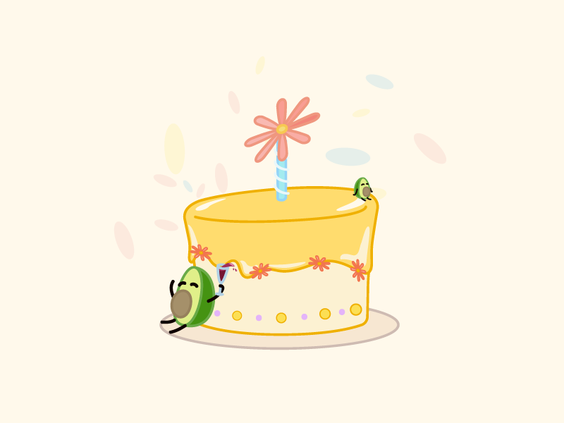 Happy Birthday visual theme park illustration food character design cartoon avocado event art