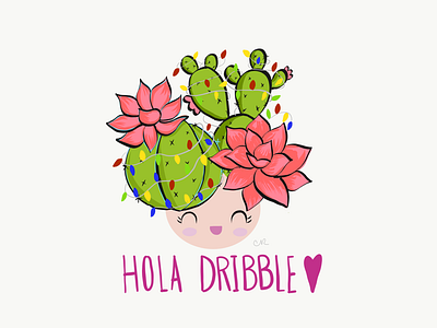 HOLA! cactus cute flowers fun hello hola illustration kawaii thank you