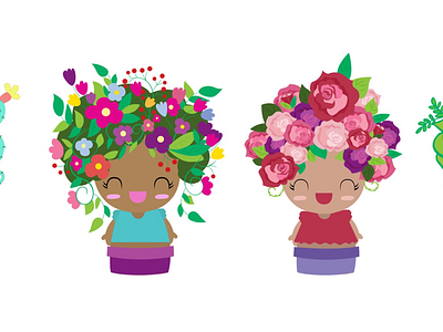 Cute Flower Girls cute flowers illustration plant lady vector