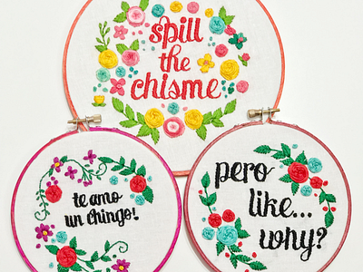 Spill the gossip, love you F much, But like...why? creative embroidery flowers spanglish spanish