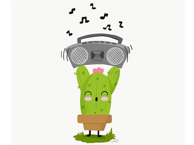 Cute cactus inspired by: Say Anything 80’s movie art cactus cute illustration vector