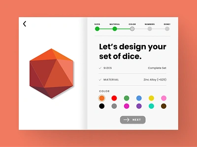 Daily UI #33 - Customize Product customization customize product d20 dailyui dice product product customization ui ux