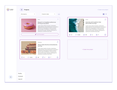 Project cards analytics app design figma ui