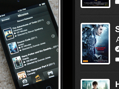 Movie App app grey ios iphone. movies source code ui