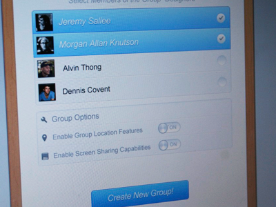 Create Group blue create group iphone ui