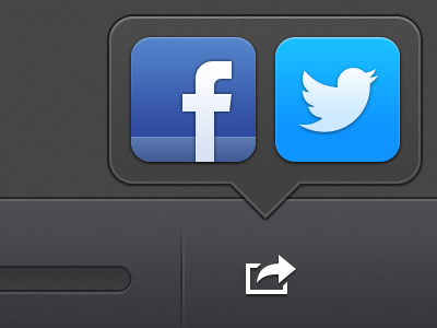 Share Music Tooltip app facebook icons ipad sharing tooltip twitter ui