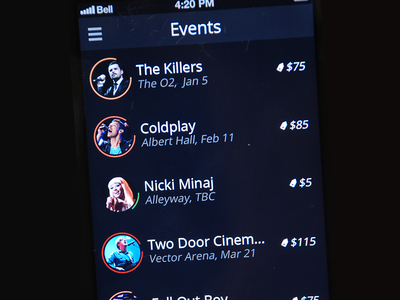 Concerts 4s 5 bands concerts events iphone music price ui