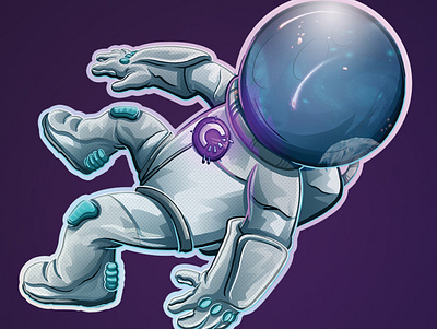 Chrononaut Sticker astronaut branding chrono chrono.gg game gaming holographic illustration space sticker