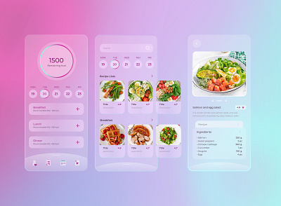 Diet Mobile App Design (Glassmorphism) glassmorphism mobile app mobile app design mobile ui ui ui design
