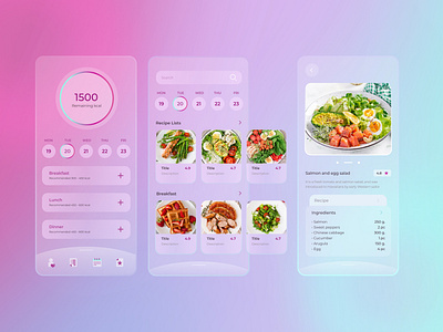 Diet Mobile App Design (Glassmorphism)