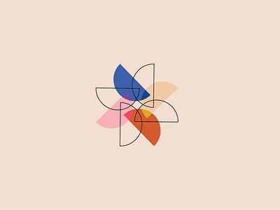 radial thingy blue brading color flat design geometric logo mark minimal orange peach pink radial design rust