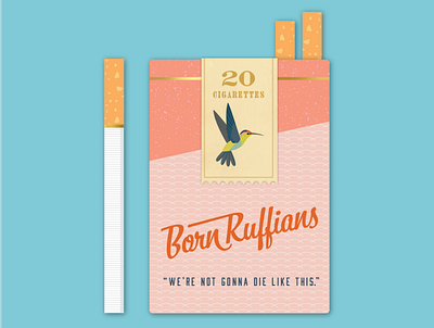 Born Ruffians Cigarette Pack branding design flat illustration packaging vector vintage