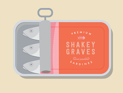 Shakey Graves Sardine Can design flat illustration packaging vector vintage