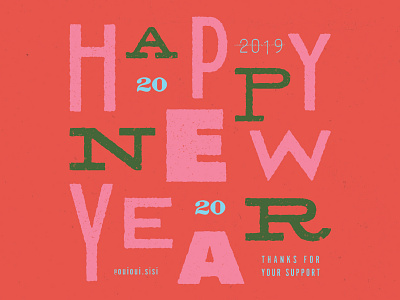 Happy New Year Thanks 2020 branding color color palette colorful colorful design colors design happy happy new year illustration postcard print print design promotions thankyou typography vector vintage