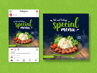 Instagram Post Design for Restaurant | Instagram Post