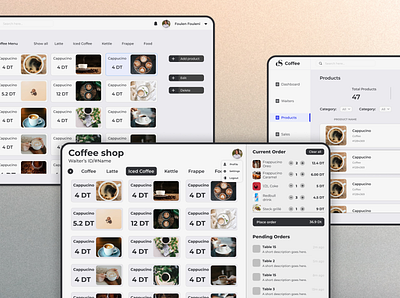 Coffee Shop point of sale with admin dashboard app coffee coffeeshop food sale ui web webdesign