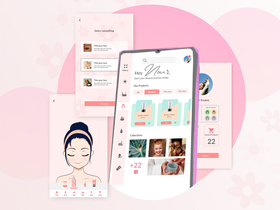 Skin Care Products Shop app beauty design figma girl mobile app pink skincare ui user interface