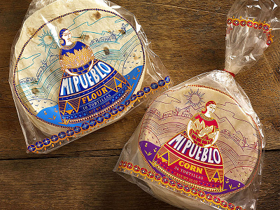 Mi Pueblo branding food illustration mexican packaging tortillas