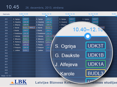 University timetable design web webdesign