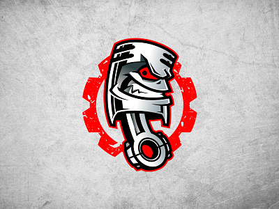 Piston logo mascot angry auto character illustration mascot metal motor piston vector