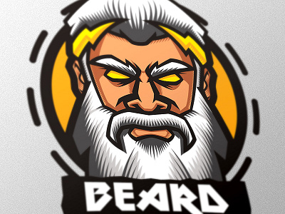 Zeus beard design head illustration lightning logo tunder vector zeus