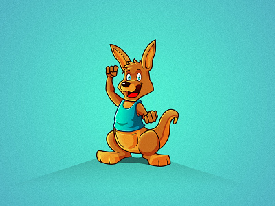 Kangaroo mascot cartoon fitness happy illustration kangaroo mascot smile vector