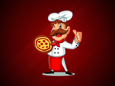 Chef character chef food happy illustration mascot pizza thumb up vector