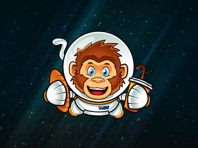 Space monkey deep food happy illustration mascot monkey outer space suit vector