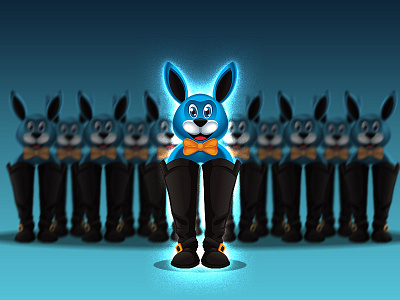 Bunny blue boots bunny happy holder vector